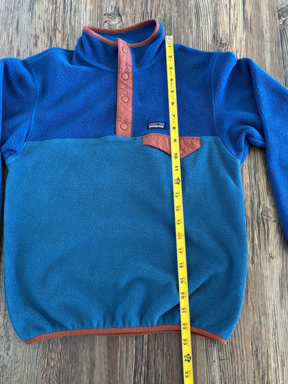 Patagonia Synchilla Snap-T Fleece Pullover Kids Lg (12) Wavy Blue Lightweight - Picture 3 of 11